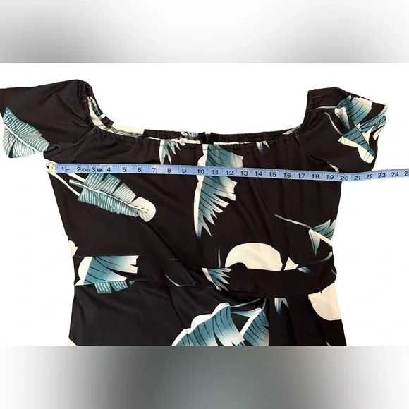 Plus size Casual Shoulder Floral tropical Print Ruched High Slit Dresses 2X NWOT - Picture 6 of 11